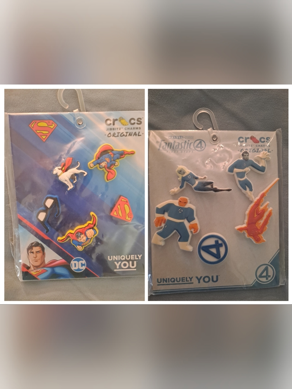 CROCS Superhero Jibbitz Charms - Superman & Fantastic Four Both 5 Pieces